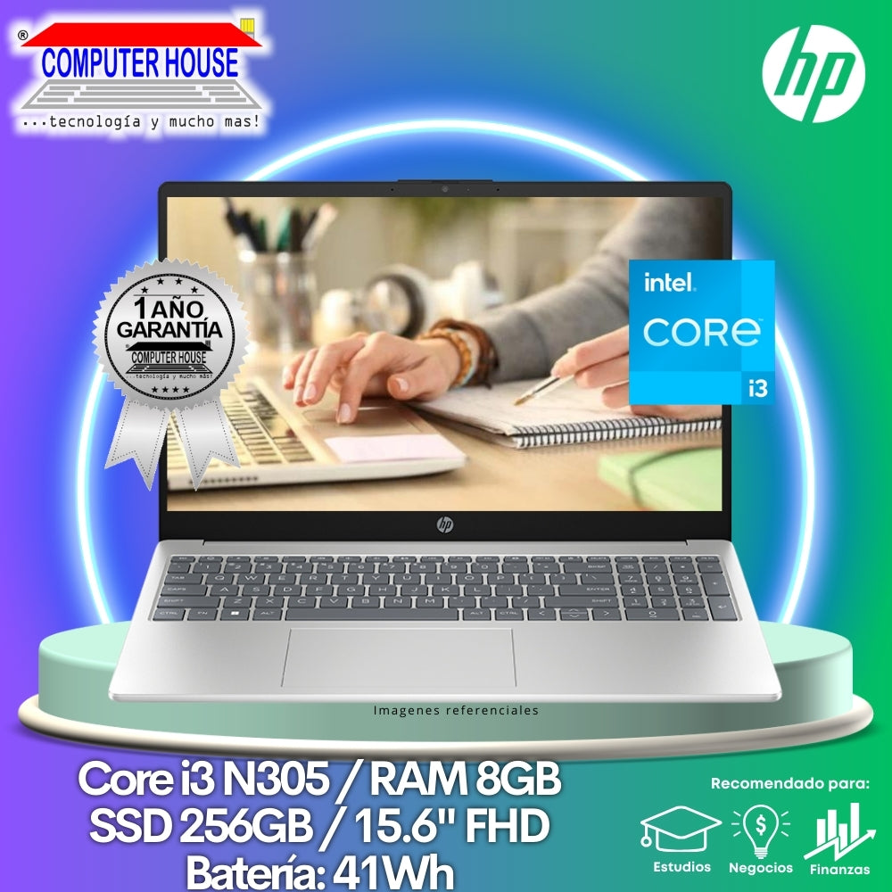 Laptop HP 15-fd0004la, Core i3-N305, RAM 8GB, SSD 256GB, 15.6