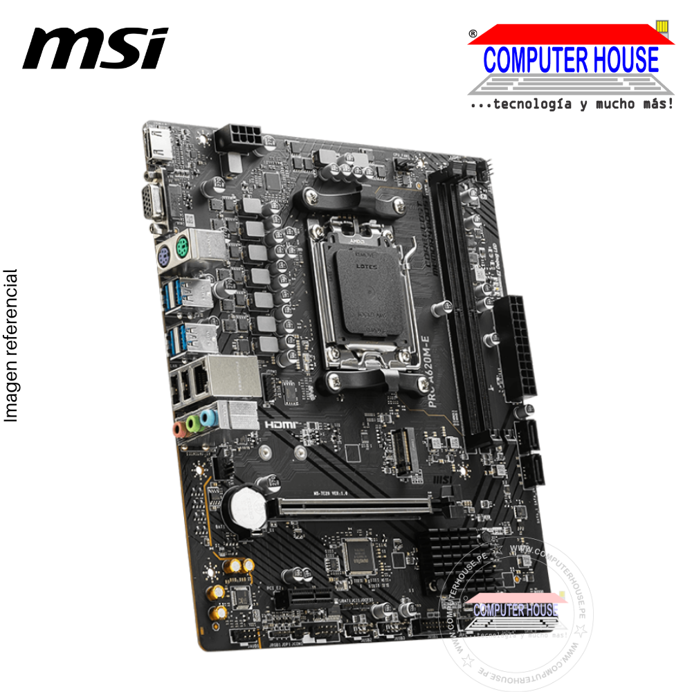 MSI PRO A620M-E Motherboard, AMD A620 Chipset, Socket AM5, HDMI, VGA, mATX