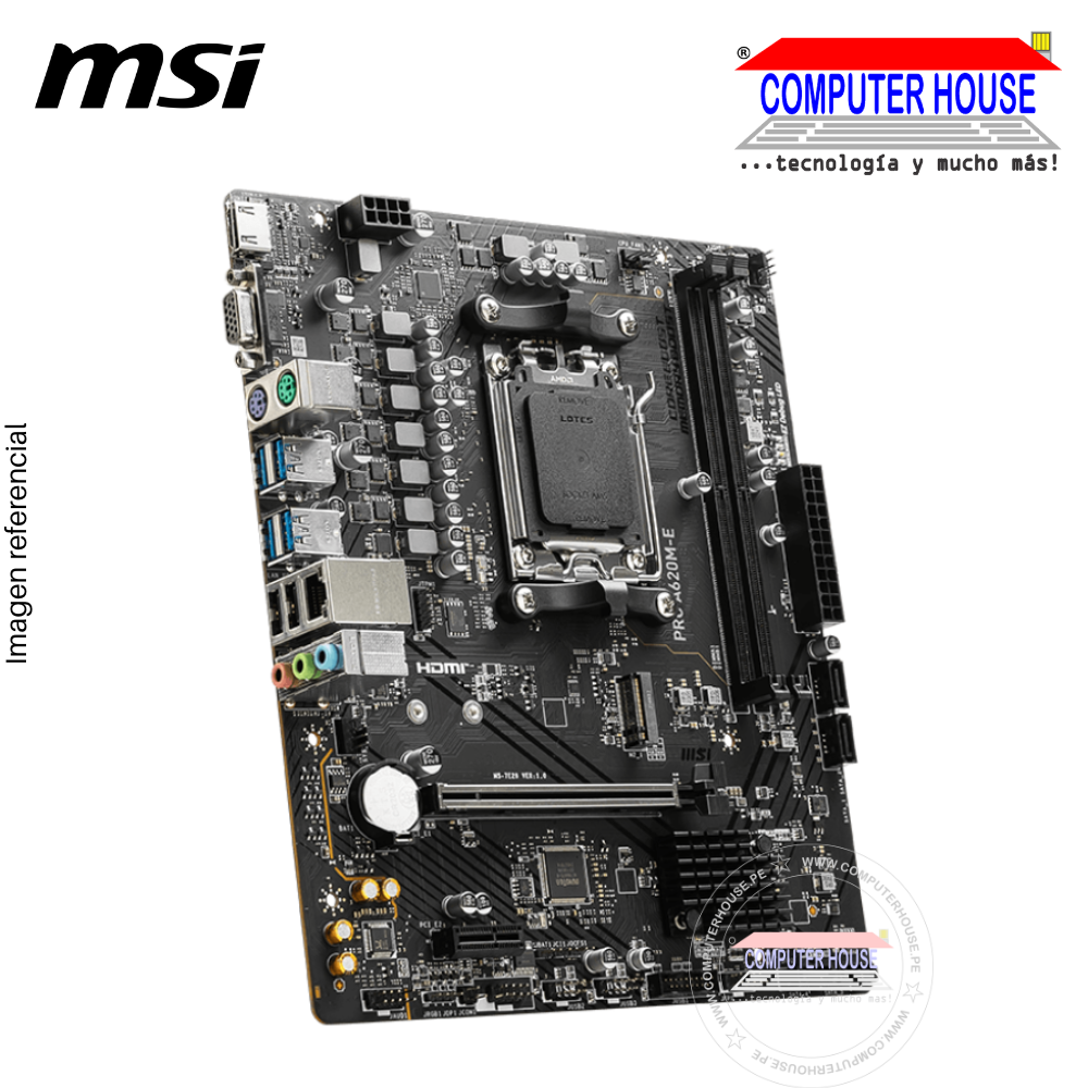 MSI  Motherboard PRO A620M-E, Chipset AMD A620, Socket AM5, HDMI, VGA, mATX (MB MSI A620M-E PRO)
