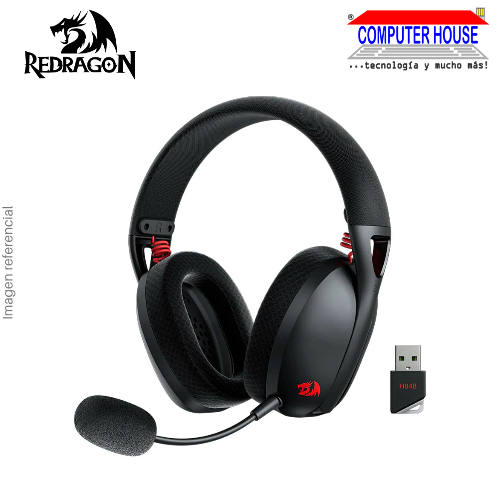 REDRAGON H848BK Ire Wireless Headset, 7.1 Sound, Detachable Microphone, Bluetooth, Black.