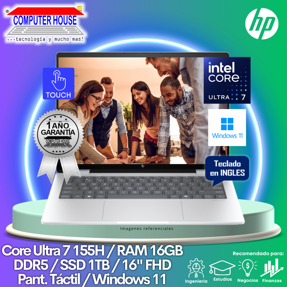 Laptop HP Envy 16-AC0023DX, Core Ultra 7-155H, RAM 16GB DDR5, SSD 1TB, 16