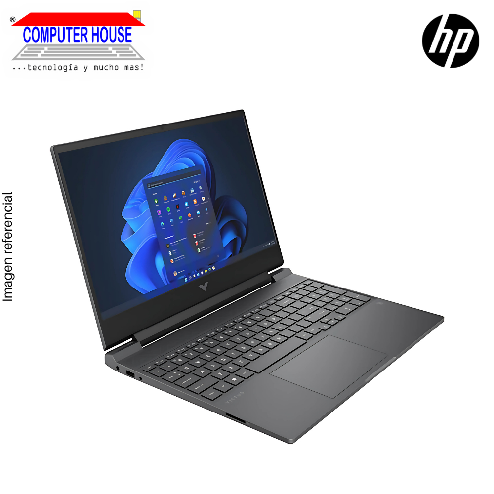 Laptop HP Victus, Ryzen 7-8845HS, RAM 16GB DDR5, SSD 512GB, Video RTX4070 8GB, 16″ FHD 144HZ, Teclado en Inglés, Windows 11.