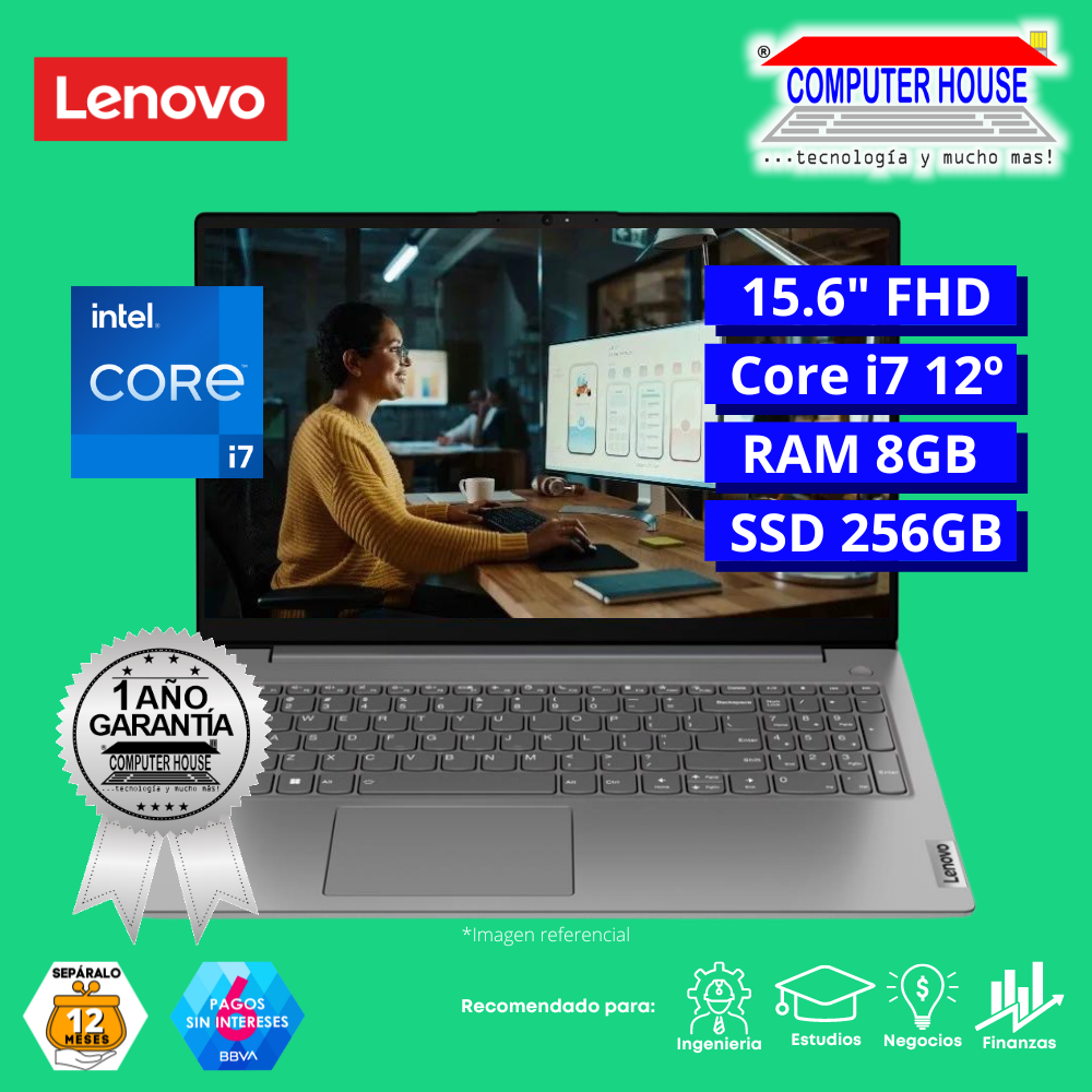 Laptop LENOVO V15, Core i7-1255U, RAM 8GB, SSD 256GB, 15.6″ FHD, FreeDos.