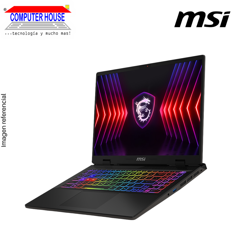 Laptop MSI Sword 16, Core i9-14900HX, RAM 32GB DDR5, SSD 1TB, Video RTX4070 8GB, 16" FHD 165Hz, Teclado en Inglés, Windows 11.
