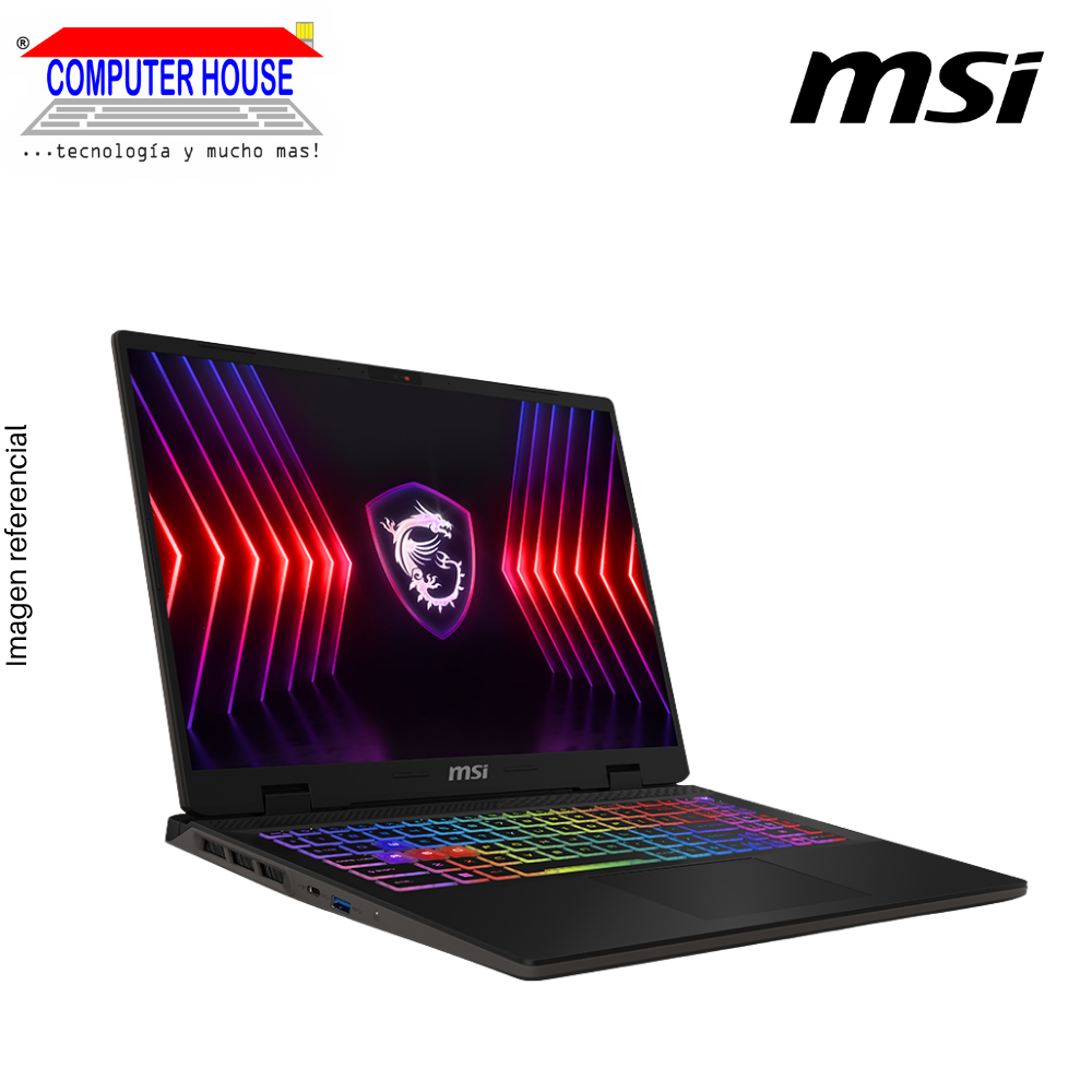 Laptop MSI Sword 16, Core i9-14900HX, RAM 32GB DDR5, SSD 1TB, Video RTX4070 8GB, 16" FHD 165Hz, Teclado en Inglés, Windows 11.
