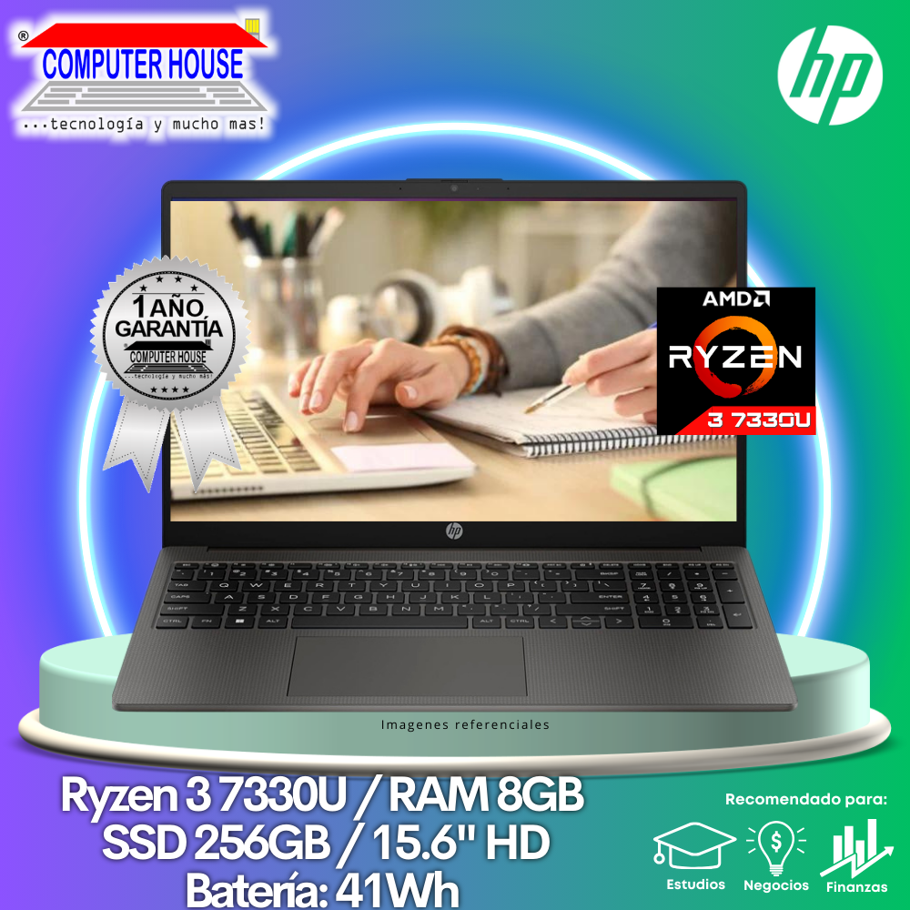 Laptop HP 255 G10, Ryzen 3-7330U, RAM 8GB, SSD 256GB, 15.6