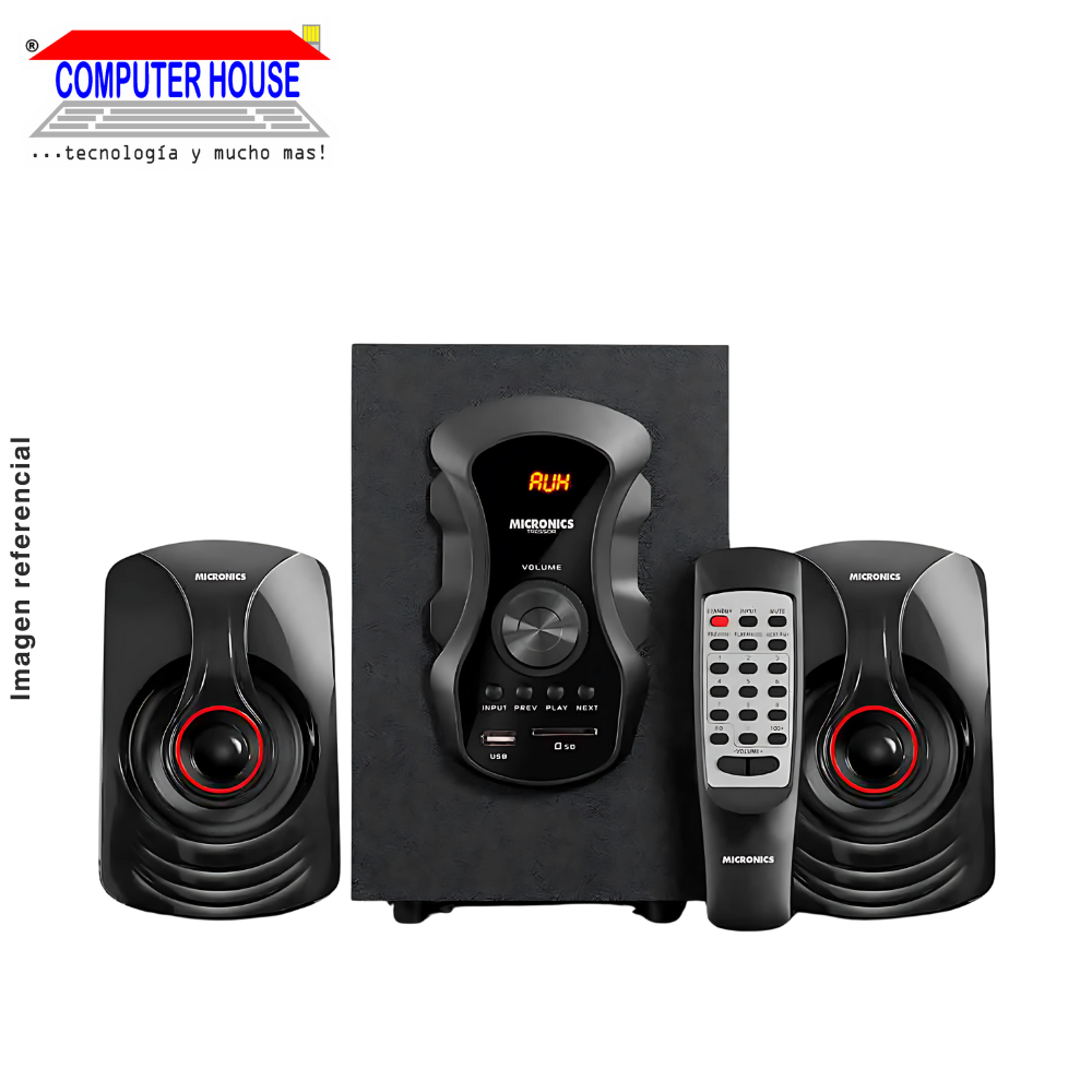 Parlantes Subwoofer 2.1 MICRONICS MIC S7409BT Tressor, Bluetooth/FM/USB/SD