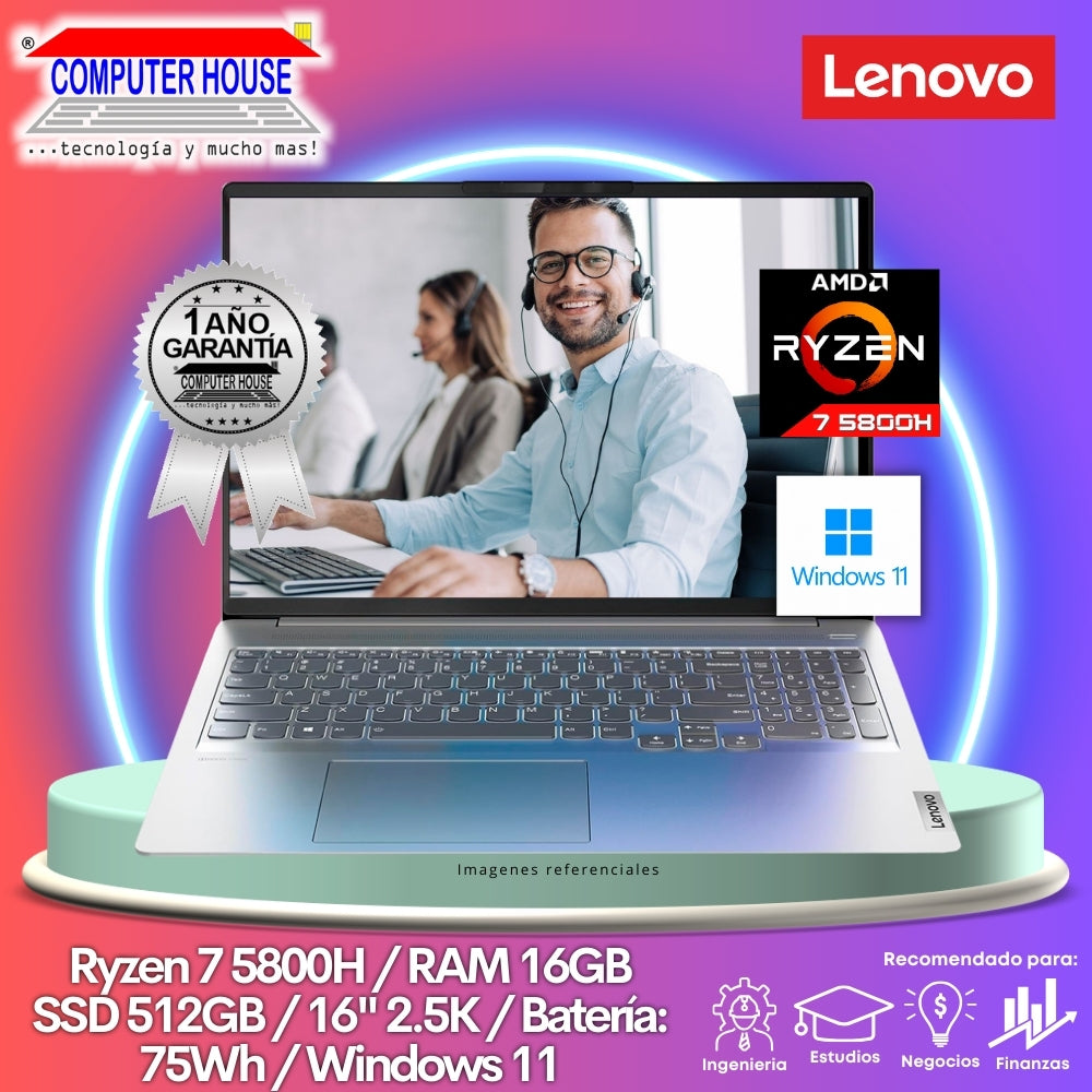 Laptop LENOVO IdeaPad 5 Pro, Ryzen 7-5800H, RAM 16GB, SSD 512GB, 16