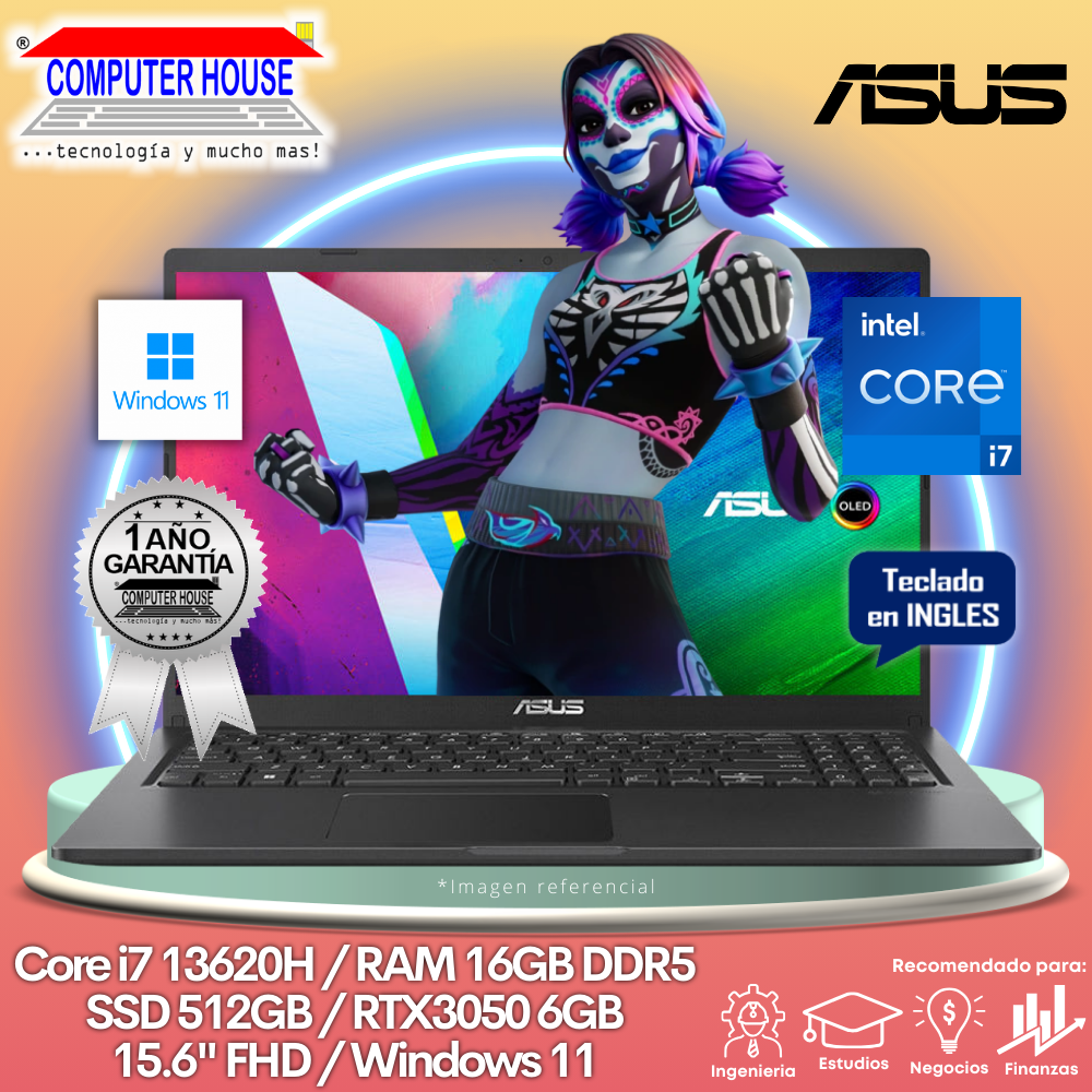 Laptop ASUS CREATOR Q530VJ, Core i7-13620H, RAM 16GB DDR5, SSD 512GB, Video RTX3050 6GB, 15.6