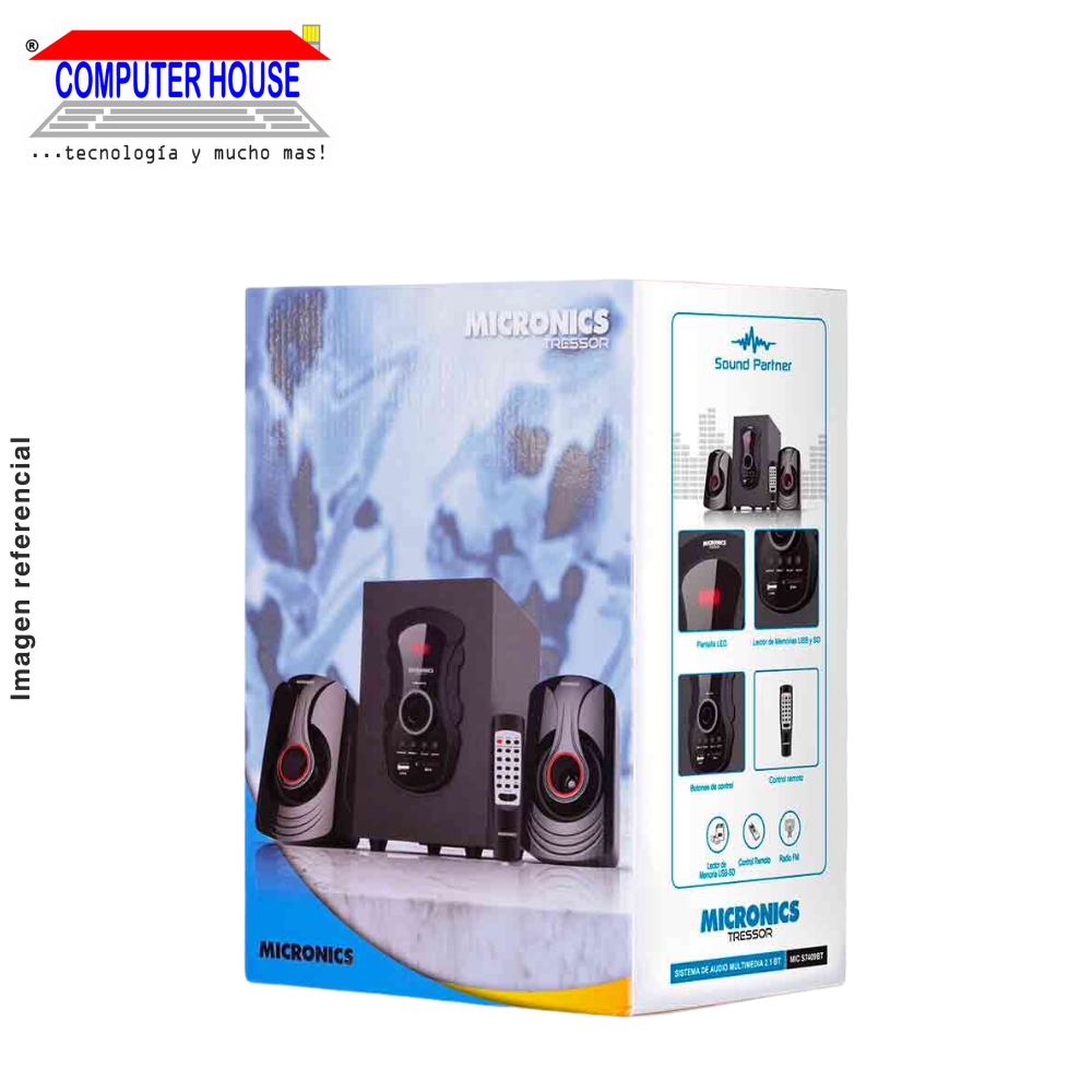 Parlantes Subwoofer 2.1 MICRONICS MIC S7409BT Tressor, Bluetooth/FM/USB/SD