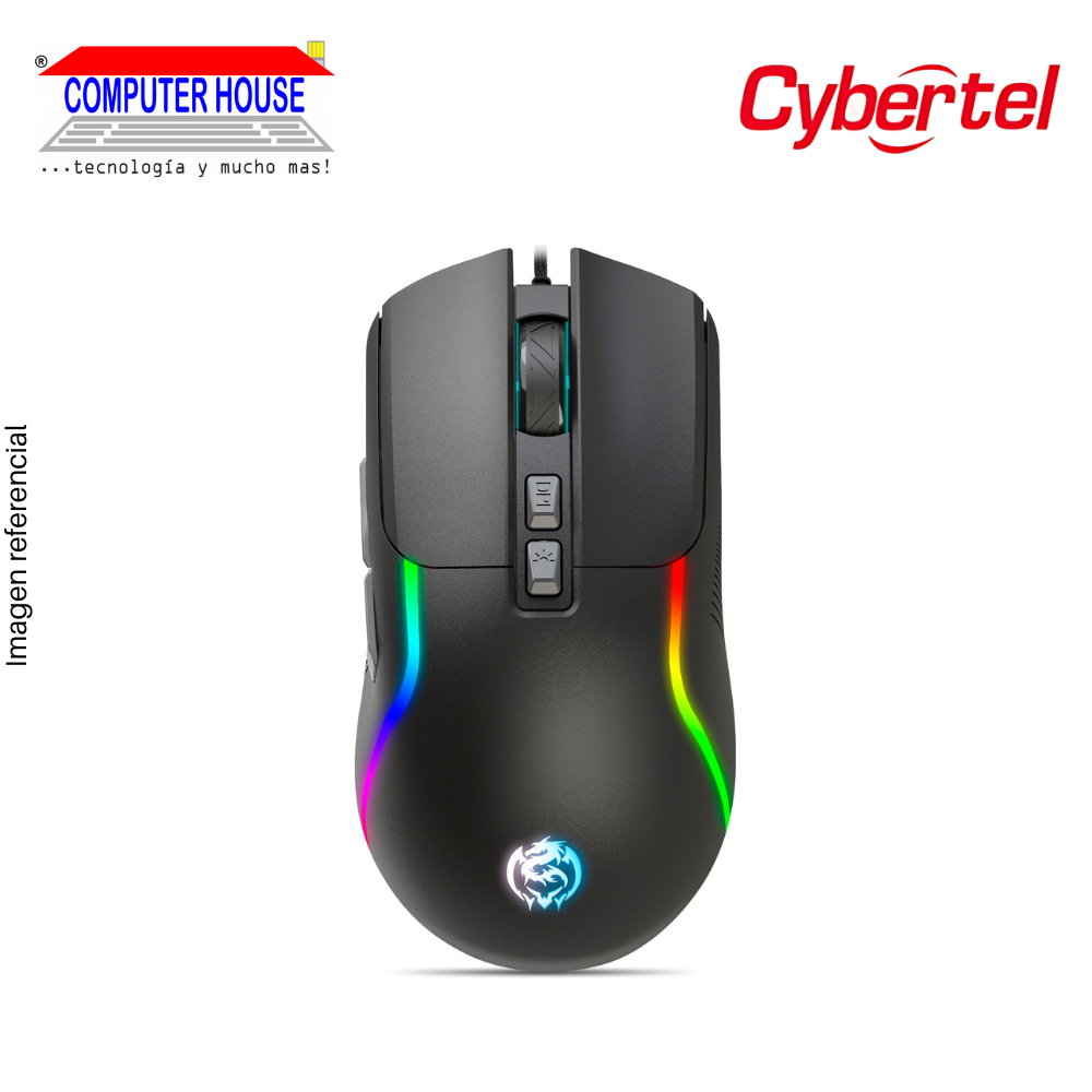 Mouse Gamer Alámbrico CYBERTEL Commander M602, RGB, 7200 DPI, Conexión USB-A.