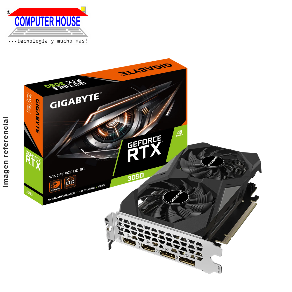 GIGABYTE RTX3050 6GB Video Card, GDDR6, WINDFORCE OC 6G, PCI-E 4.0, HDMI/DisplayPort, Nvidia Geforce 