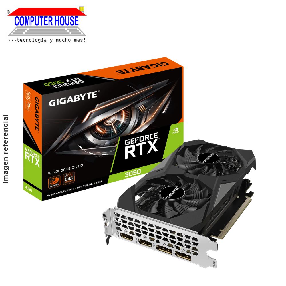 Tarjeta de Video GIGABYTE RTX3050 6GB, GDDR6, WINDFORCE OC 6G, PCI-E 4.0, HDMI/DiplayPort, Nvidia Geforce