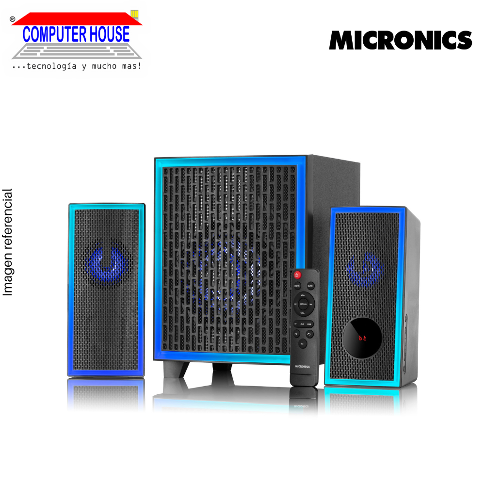 Parlantes Subwoofer 2.1 Micronics Avanty S7557RGB, bluetooth/FM/USB.