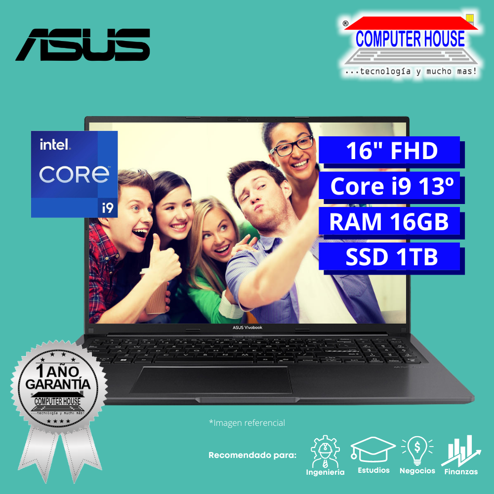Laptop ASUS X1605VA, Core i9-13900H, RAM 16GB, SSD 1TB, 16″ FHD, FreeDos.