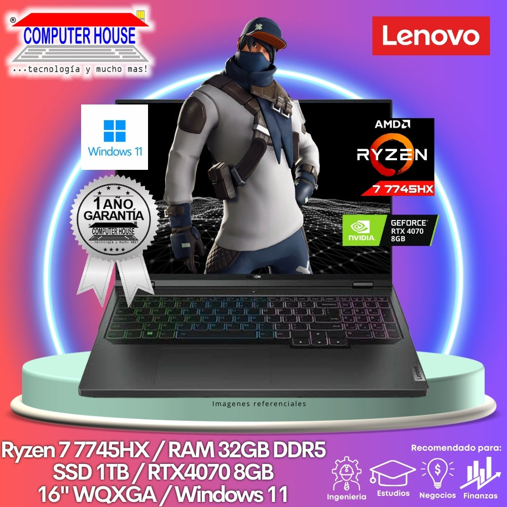 Laptop LENOVO Legion Pro 5, Ryzen 7-7745HX, RAM 32GB DDR5, SSD 1TB, Video RTX4070 8GB, 16