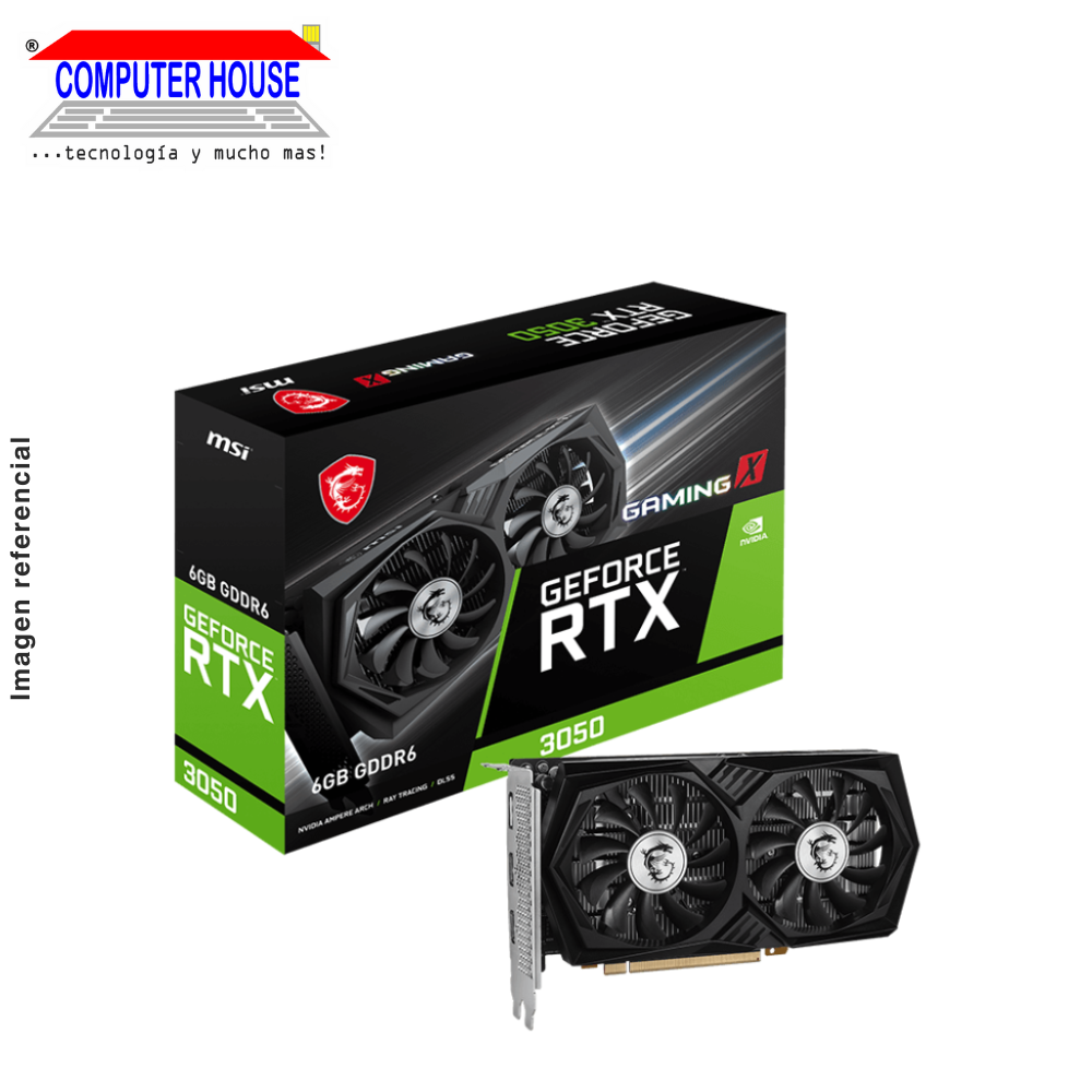 MSI RTX3050 6GB Video Card, GDDR6, GAMING X 6G, Nvidia GeForce, DisplayPort/HDMI, 128 Bits.