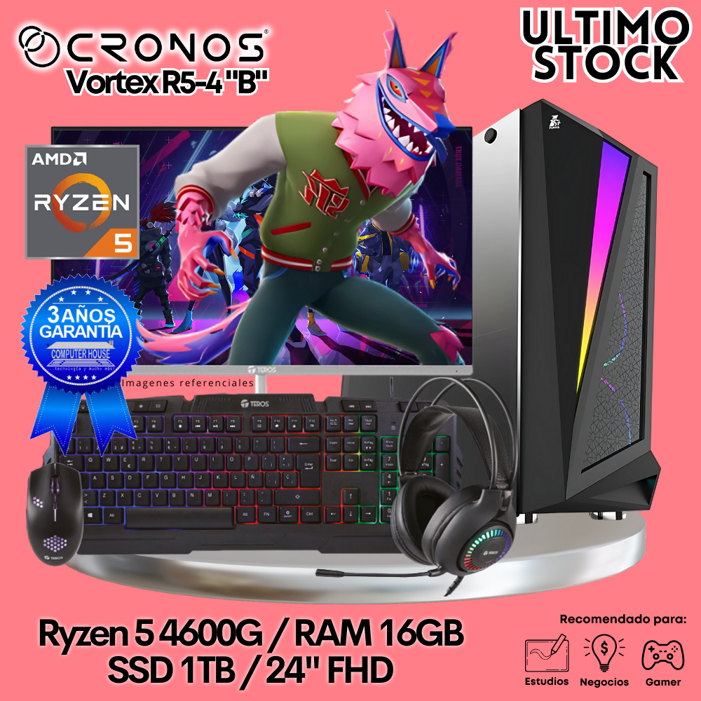 Ultimo Stock: PC Look Gamer CRONOS Vortex R5-4 