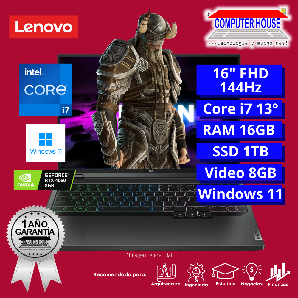 Laptop LENOVO Legion PRO, Core i7-13700HX, RAM 16GB DDR5, SSD 1TB, Video RTX4060 8GB, 16