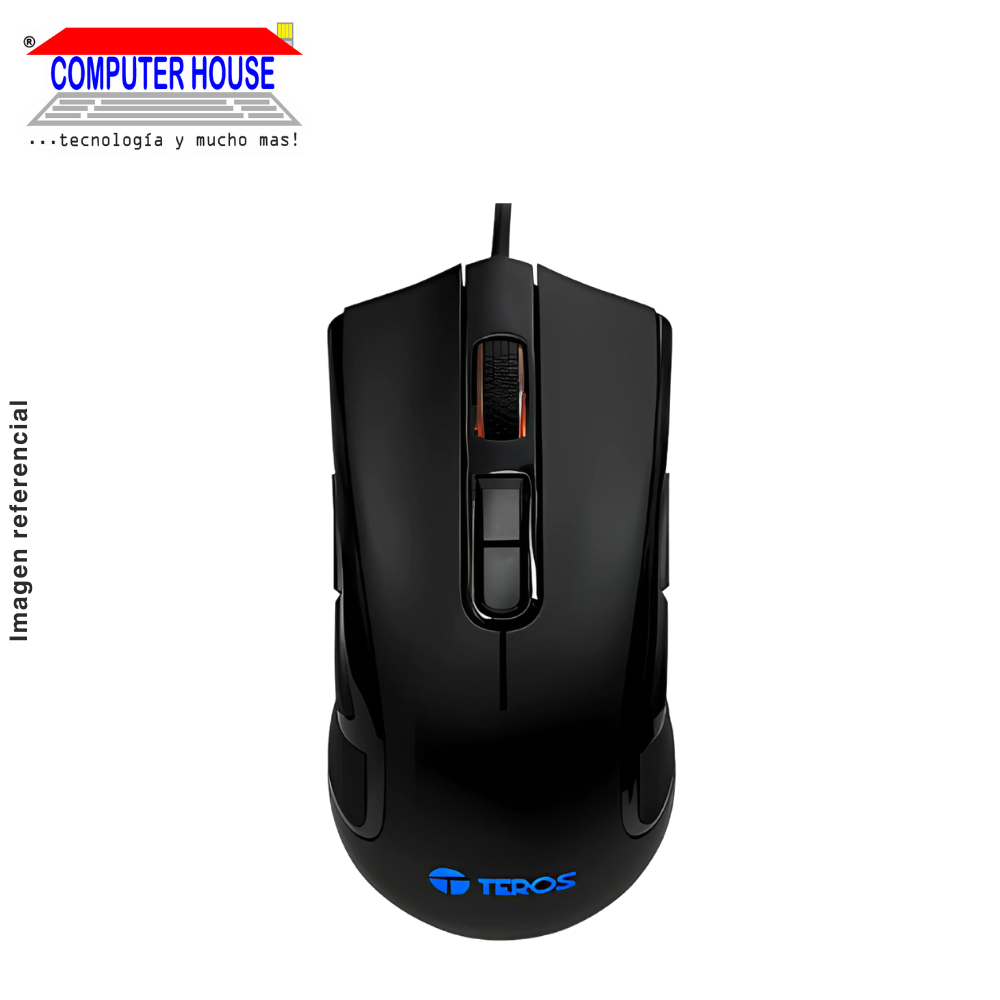 Mouse Alámbrico Teros TE-5167N, 12800dpi, USB, RGB, Negro