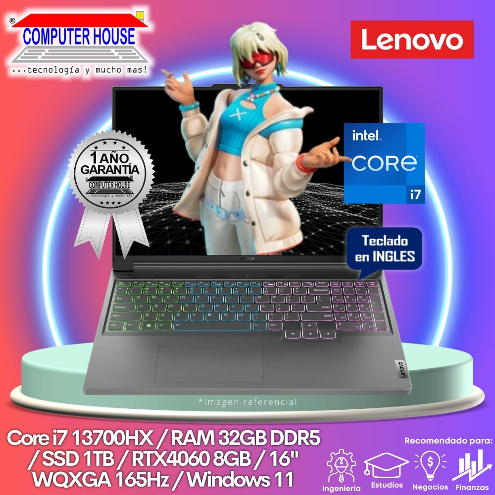 Laptop LENOVO Legion PRO, Core i7-13700HX, RAM 32GB DDR5, SSD 1TB, Video RTX4060 8GB, 16