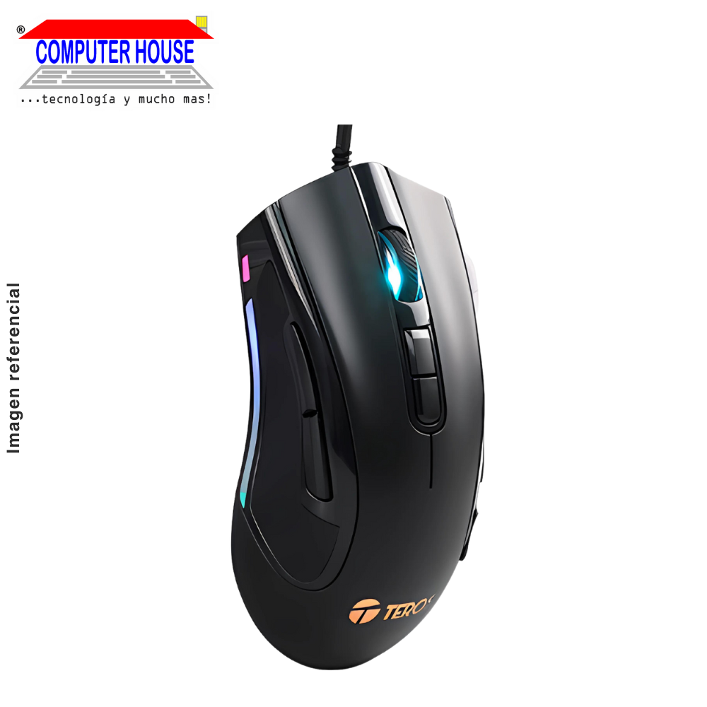 Teros TE-5167N Wired Mouse, 12800dpi, USB, RGB, Black 