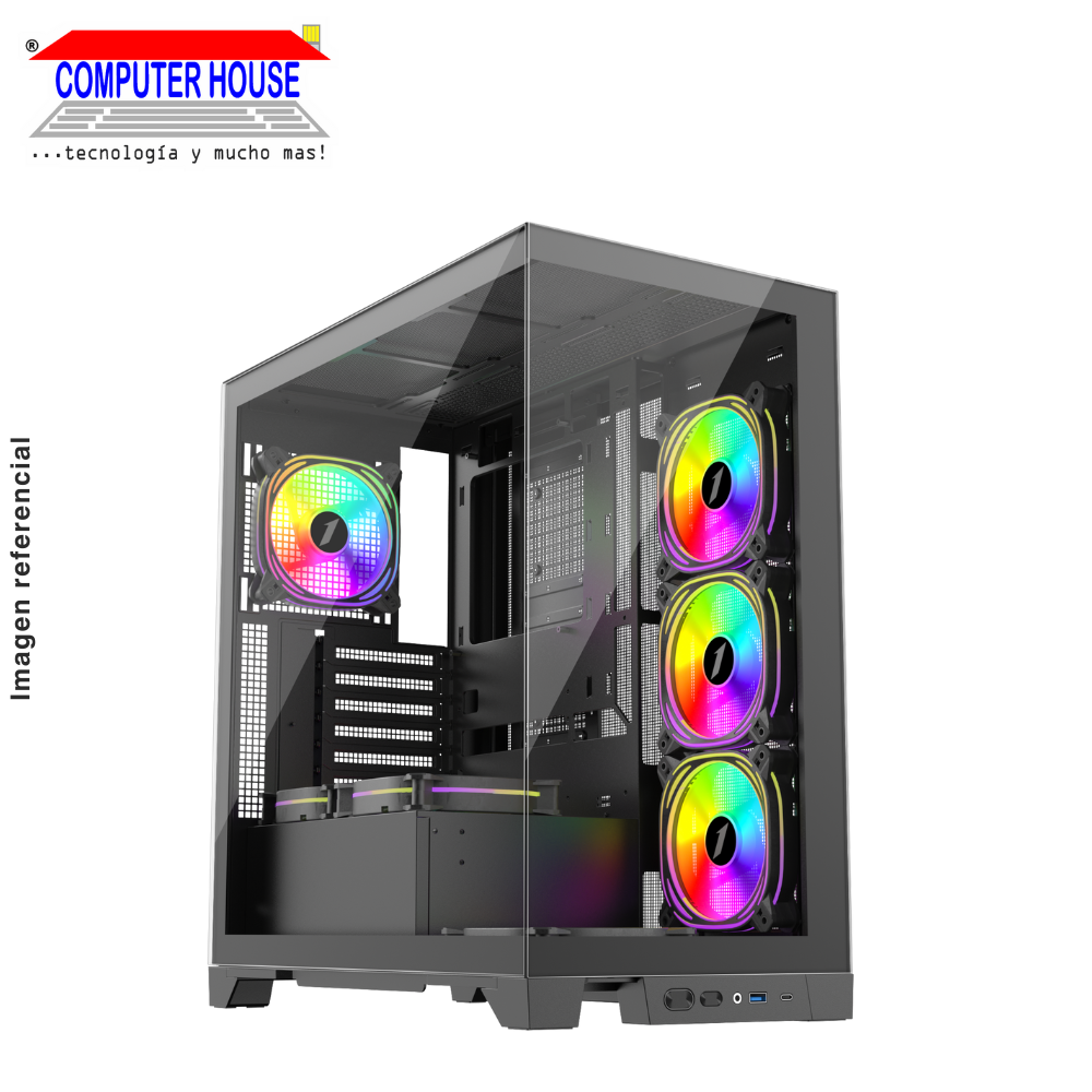 Case 1St Player Mi8, Black, NO POWER, Double-sided tempered glass, ARGB. 