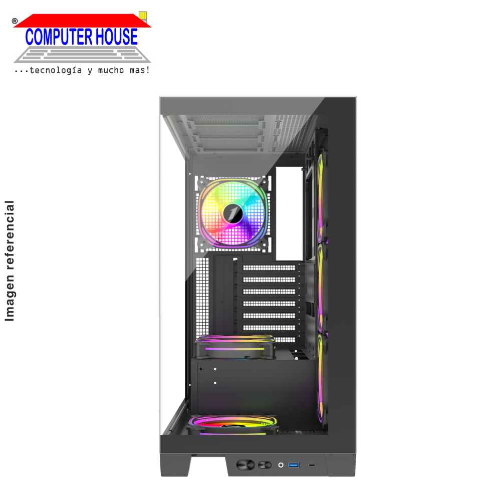 Case 1St Player Mi8, Black, NO POWER, Double-sided tempered glass, ARGB. 