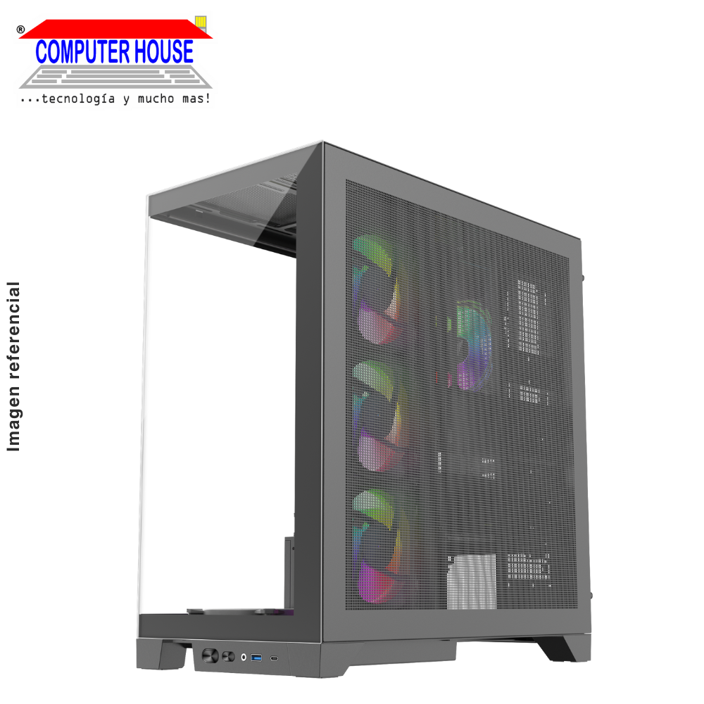 Case 1St Player Mi8, Black, NO POWER, Double-sided tempered glass, ARGB. 