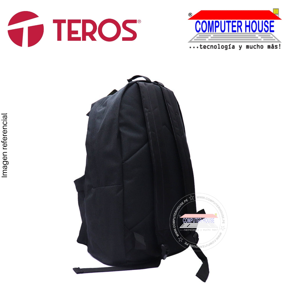 Mochila Teros TE-IDS18062, Poliéster, notebook hasta 15.6", negro.