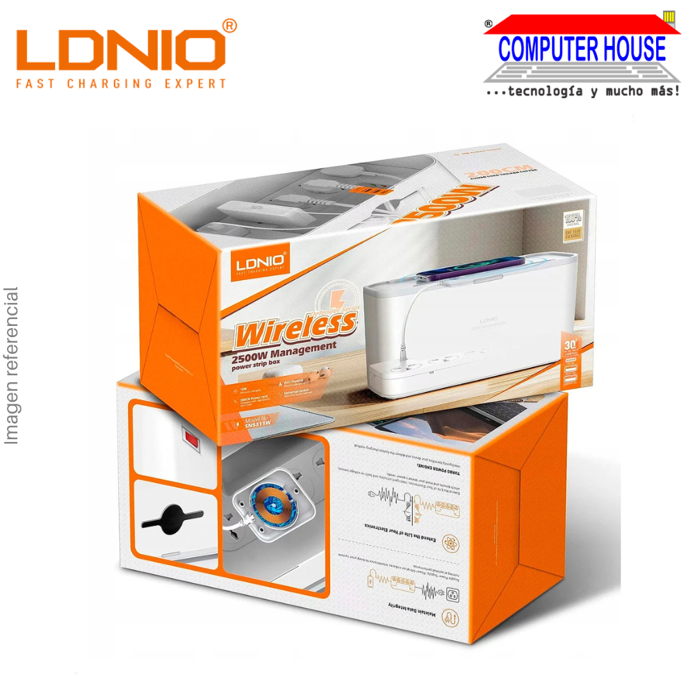 Cargador inalámbrico LDNIO SN5311W 5 enchufes para escritorio.