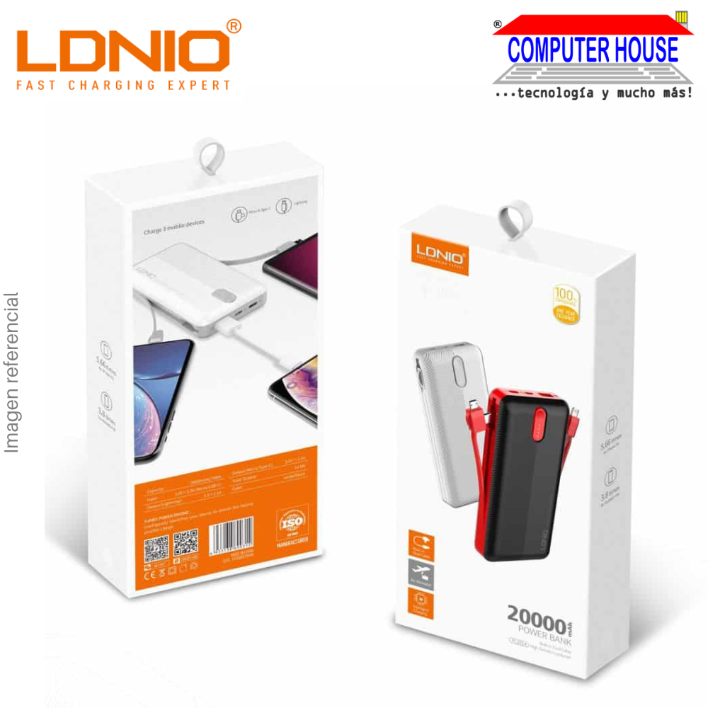 Power Bank LDNIO 20000 mAh PL2014 - Black/White