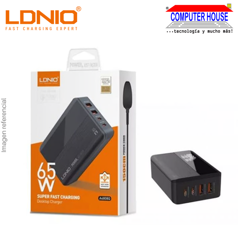 LDNIO 65W A4808Q 4-PORT QC3.0 TYPE-C USB-C Charger