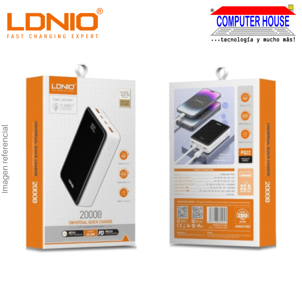 Power Bank LDNIO 20000 mAh PQ22 15W - Black