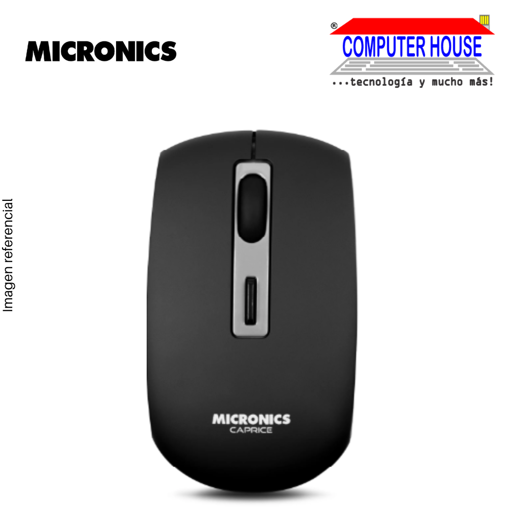 Mouse Inalámbrico Micronics Caprice M713-RX3, Bluetooth & Wi-Fi, recargable, color: blanco, negro.