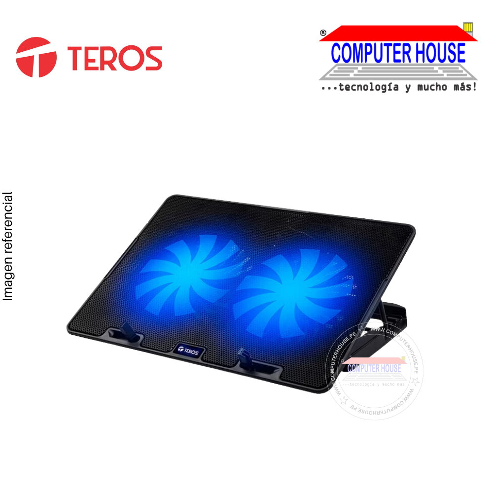 Cooler para Laptop TEROS TE-7020N, 2 Ventiladores, 5 niveles de inclinación, Hasta 15.6".