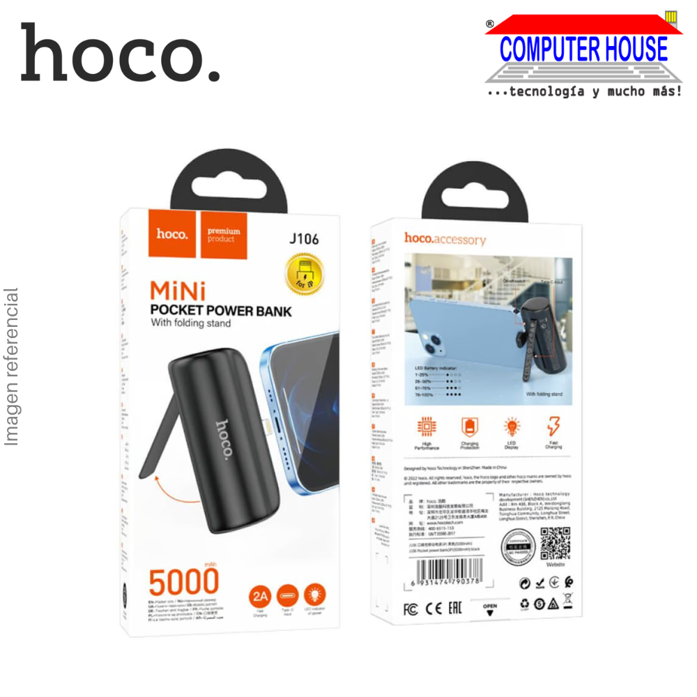 Power Bank XO 5000 mAh J106 - Black