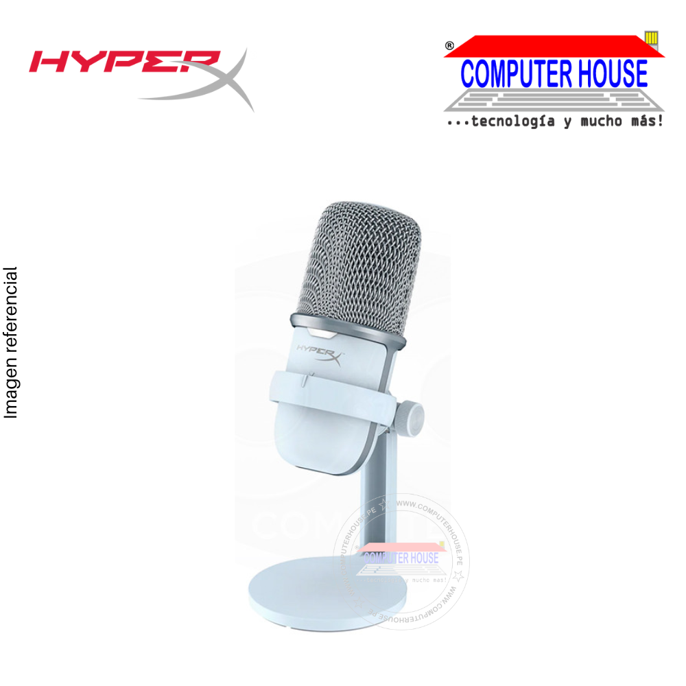 HYPERX micrófono Solocast alámbrico condensador electret 6dB cardioid Blanco USB 2.0 tipo C (519T2AA)