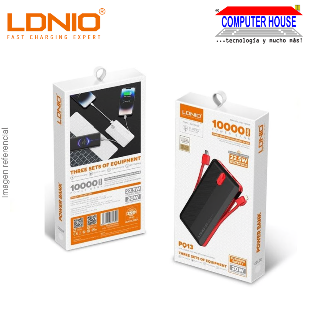 Power Bank LDNIO 10000 mAh PQ13 con Carga de 225W - Negro