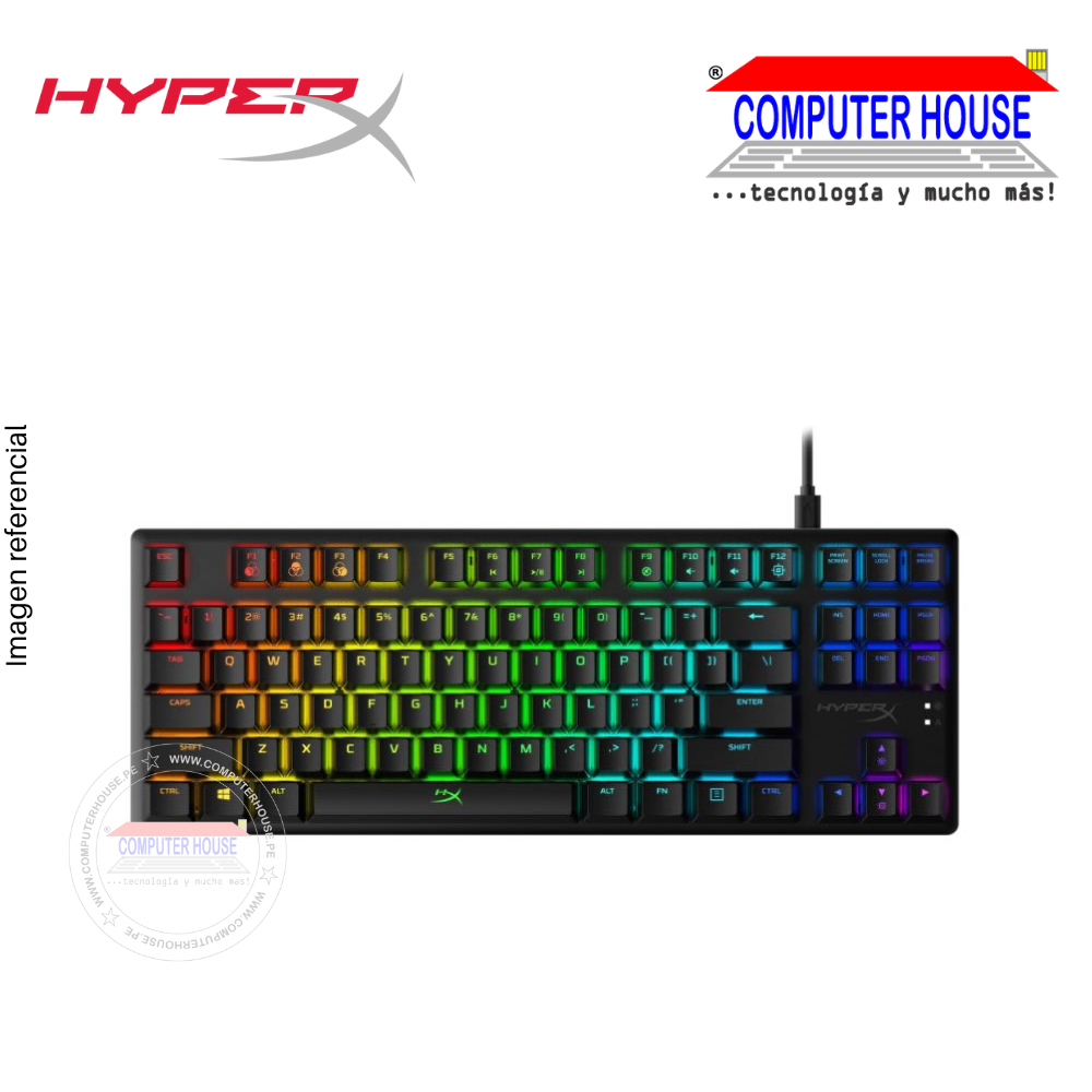 HYPERX teclado gamer Alloy Origins Robusto Cable Conectividad USB Tipo A  Interfaz RGB LED Mecánico Llave de contacto (4P5P3AA#AC8)