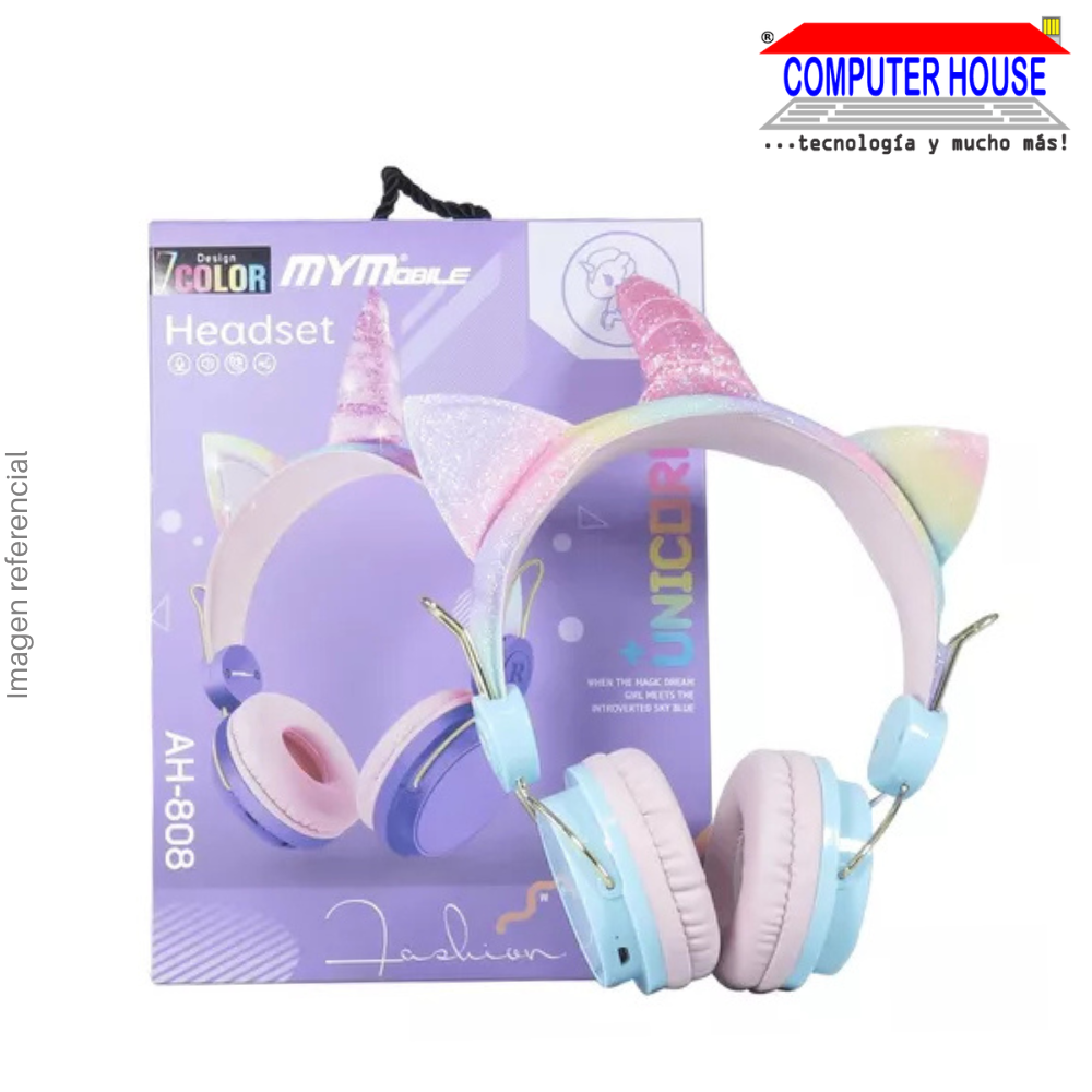 Audífono Inalámbrico KD81 vincha con diseño Unicornios, Bluetooth, Micrófono - Colores