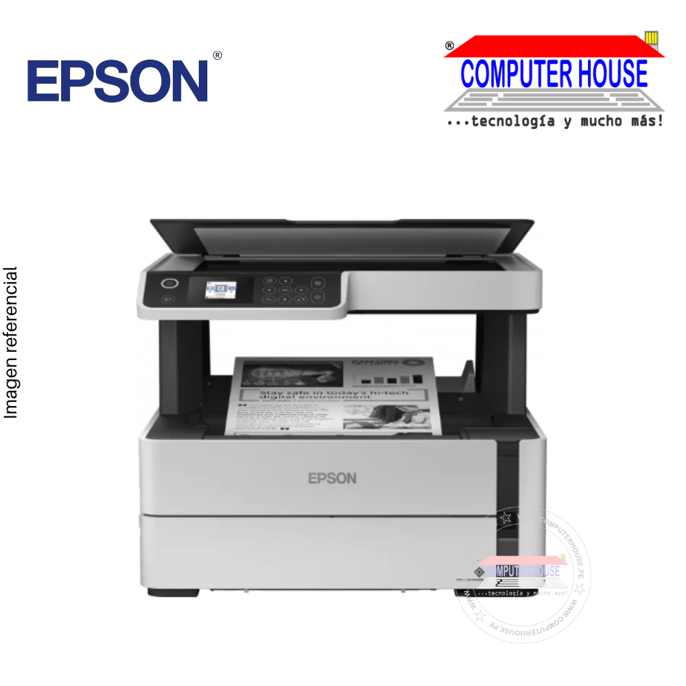 Impresora Monocromática con Sistema Continuo EPSON M2170, A4, Multifuncional (imprime, copia y escanea), USB/Wi-Fi/LAN.