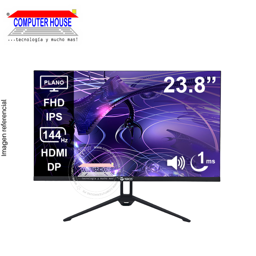 Monitor 23.8" Teros TE-2417S, 144Hz, 1MS, Plano, FHD IPS, 1920x1080, HDMIx1/DPx1/Audio-Out.