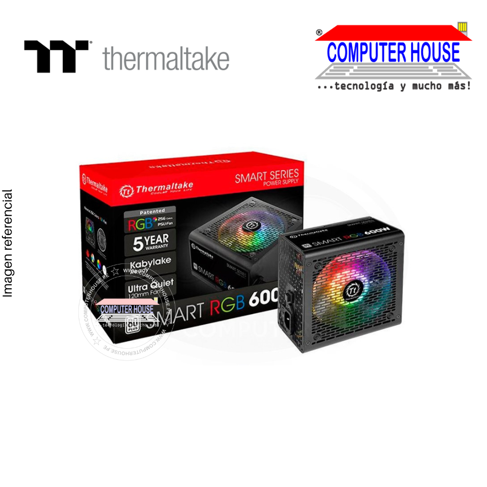 THERMALTAKE Fuente de Poder Smart RGB 600W certificación 80 Plus White (PS-SPR-0600NHFAWU-1)