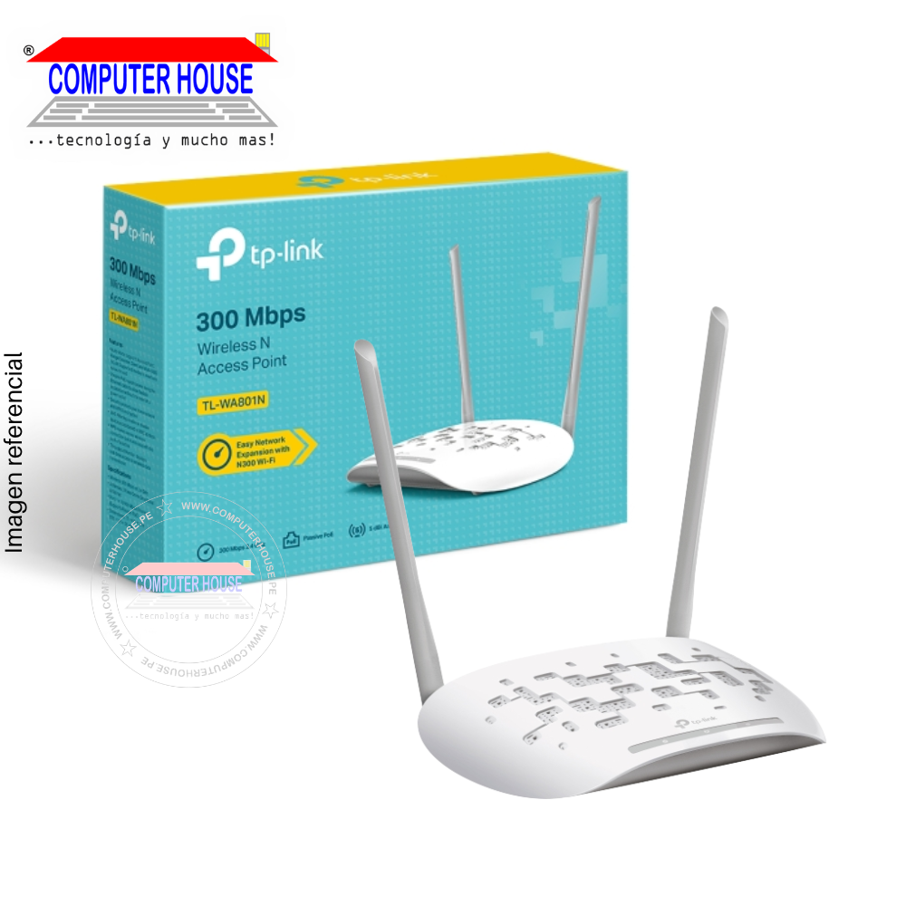 Access Point/Repetidores TP-LINK TL-WA801N, 2.4GHz (hasta 300Mbps) de Interior.