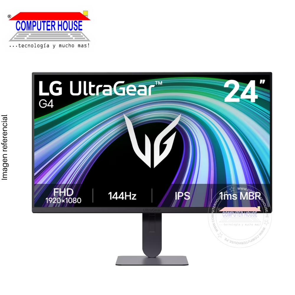 Monitor 24" LG 24G414B-B, 144Hz, 1MS MBR, Plano, FHD IPS, sRGB, 1920x1080, HDMIx1/DPx1/HP-Out.