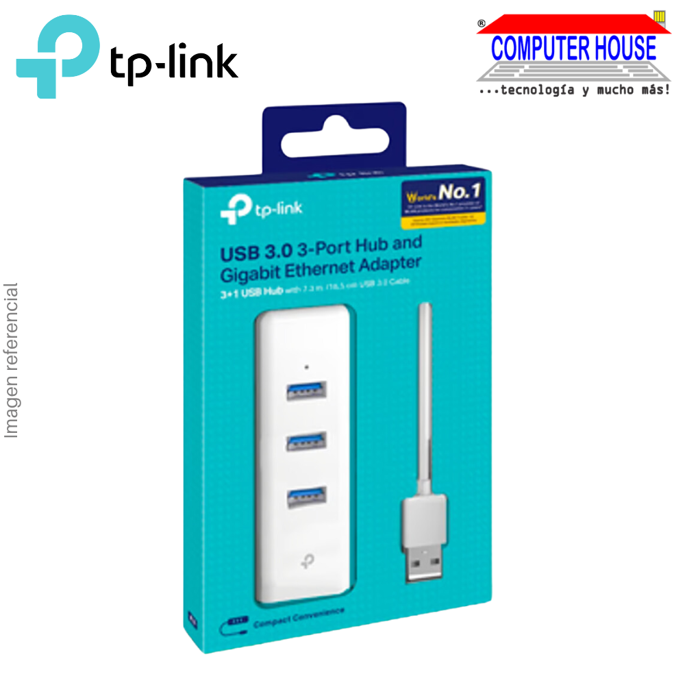 HUB USB Extensión 4 en 1 TP-LINK TL-UE330, USB-A 3.0 a 3x USB-A 3.0 + 1x Ethernet 10/100/1000Mbps Gigabit.