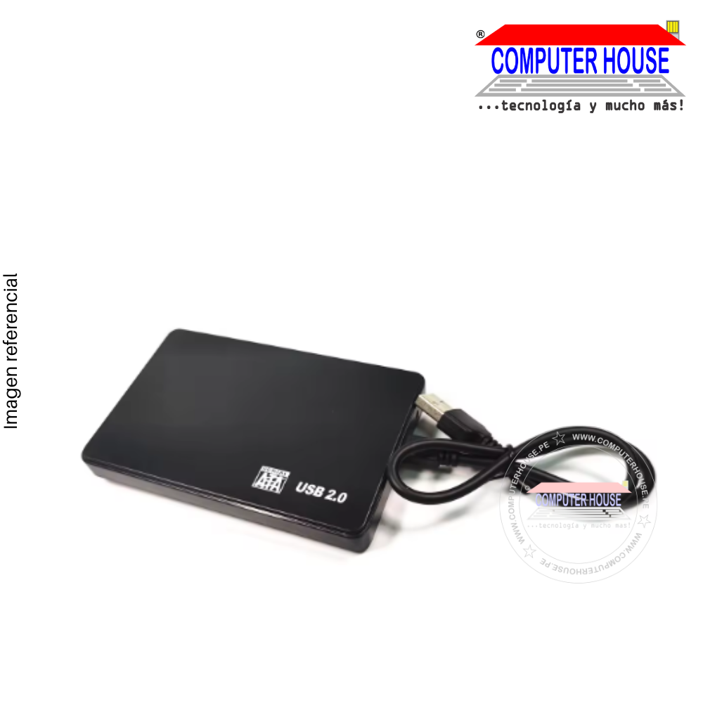 2.5" HDD/SSD external enclosure, USB 2.0, supports up to 2TB.