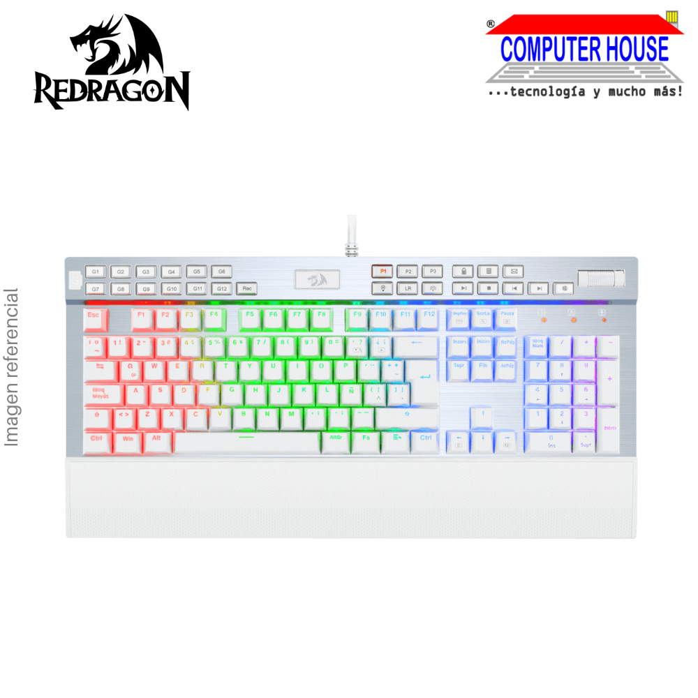 Teclado Mecánico REDRAGON K550W Yama, Switch Purple, 100%, Iluminación RGB, Alámbrico USB, Blanco.