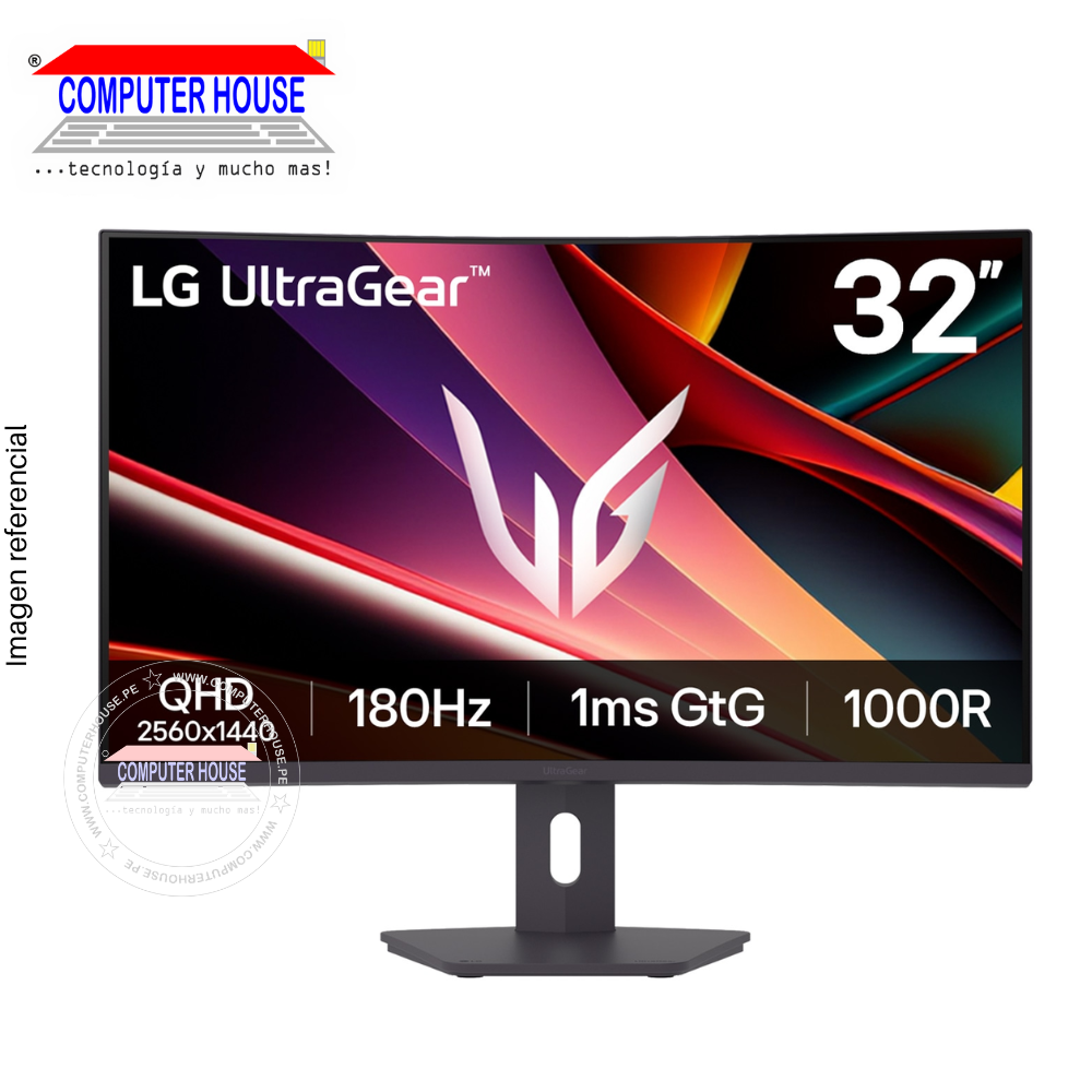Monitor Gaming LG 32" 32G600A-B, UltraGear, Curvo VA, QHD, 180Hz, 1ms, FreeSync, 2560X1440, HDMIx2/DisplayPortx1/HP-Out
